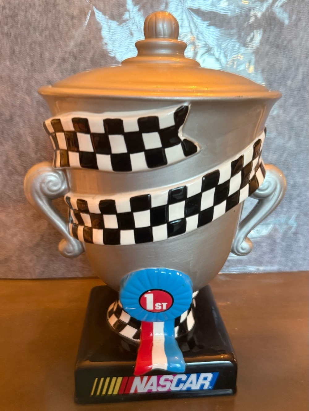 Vintage 2002 Gibson NASCAR 1st Place Trophy 12” Cookie Jar Collectable